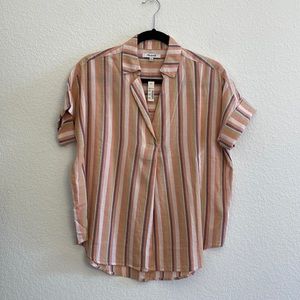Madewell Courier Button Back Shirt in Rainbow Stripe